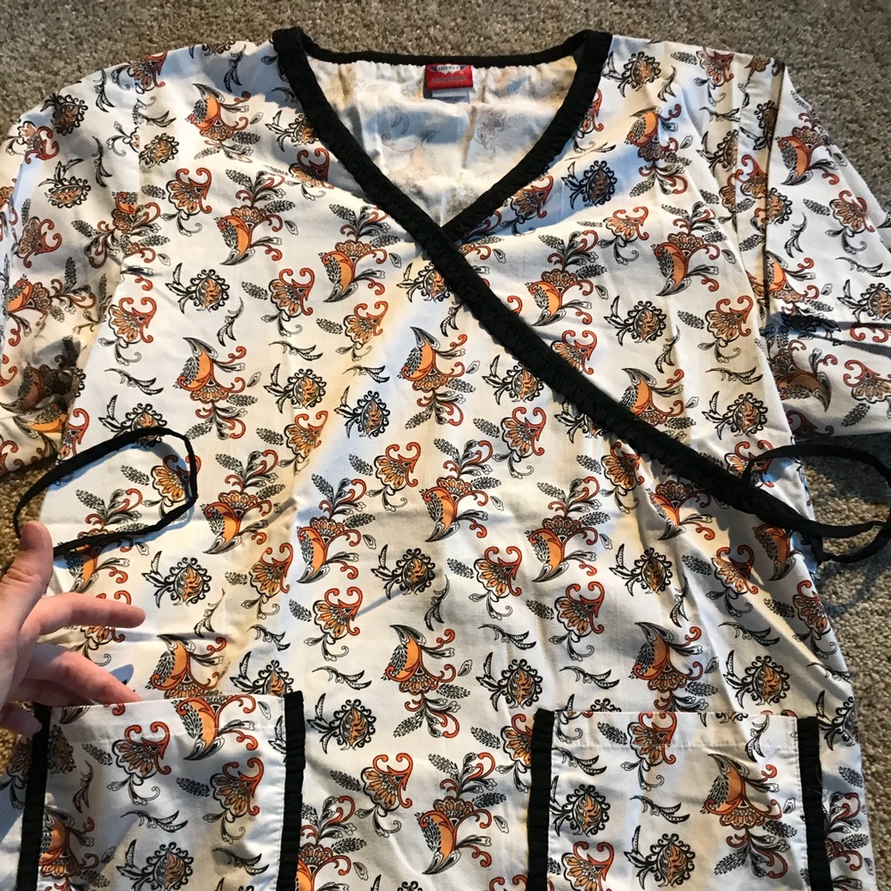Mock wrap scrub top